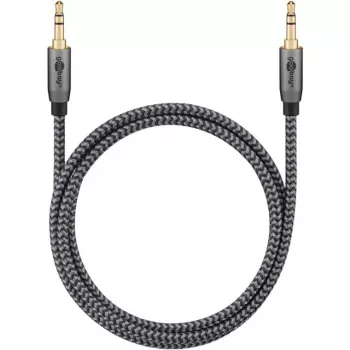 Plus Cavo di collegamento audio AUX 3,5 mm stereo (nero/argento, 2 metri)