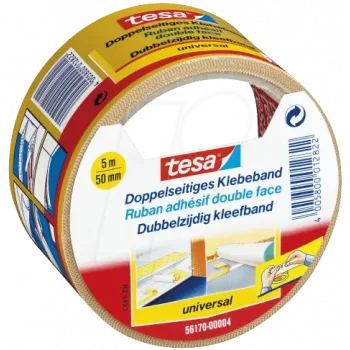 Nastro adesivo double-sided Tesa 56170, 5 m x 50 mm, adesivo permanente, rinforzato in tessuto