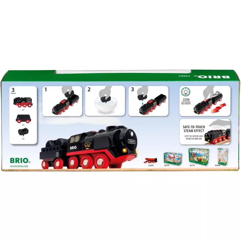 Brio locomotiva a vapore a batteria con serbatoio dell'acqua, da 3 anni
