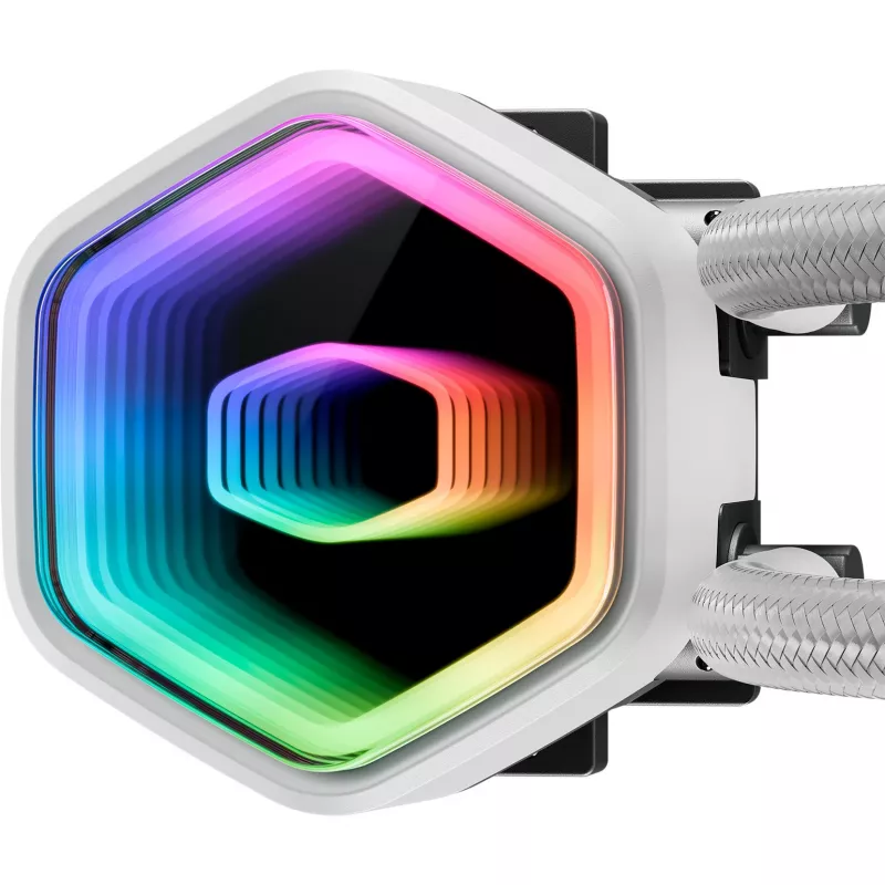 Dissipatore liquido per CPU Cooler Master MasterLiquid 240 Core II bianco — 240 mm, 2 ventole da 120 mm (650–1750 RPM), cuscinetto a slitta
