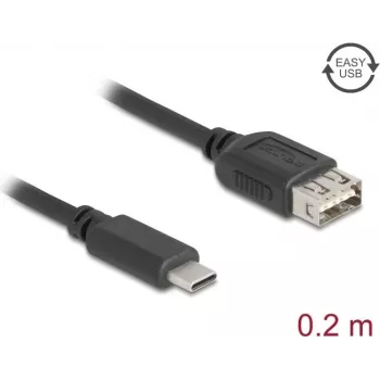 Cavo USB DELOCK 81534 — USB C su USB A, USB 2.0, 0,2 m, nero