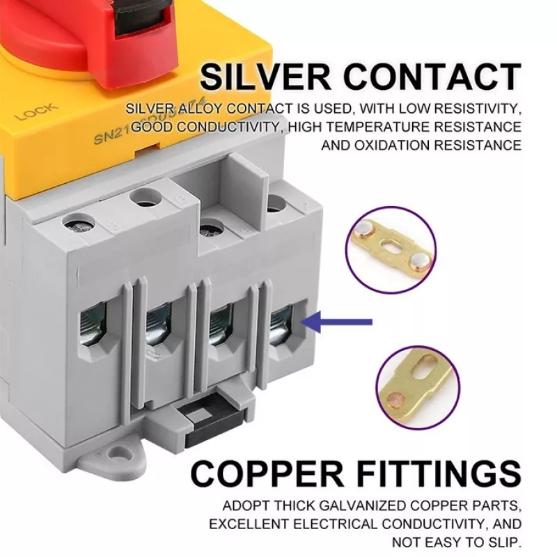 Qoltec 52611 Sezionatore DC con funzione di blocco | Interruttore principale | 1200 V | 32 A | 8 kV | 4P
