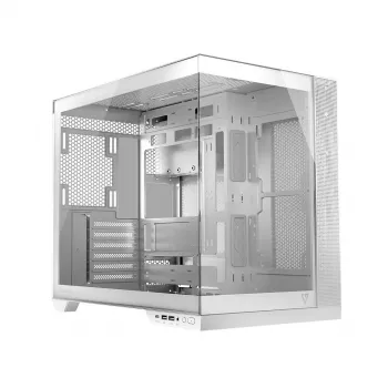 Case PC MODECOM Volcano Panorama Midi Tower bianco — micro ATX, vetro temperato, ARGB, USB-C, supporta GPU 400 mm