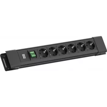 Ciabatta Bachmann CONNECTUS con 6× prese CEE7/3, 1× interruttore, cavo 2,0 m, spina CEE7/7, nera