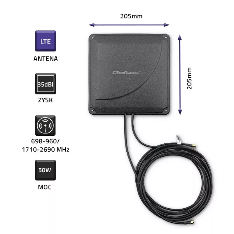 Antenna esterna 4G LTE Dual-MIMO QOLTEC 57041 35 dBi 50 W