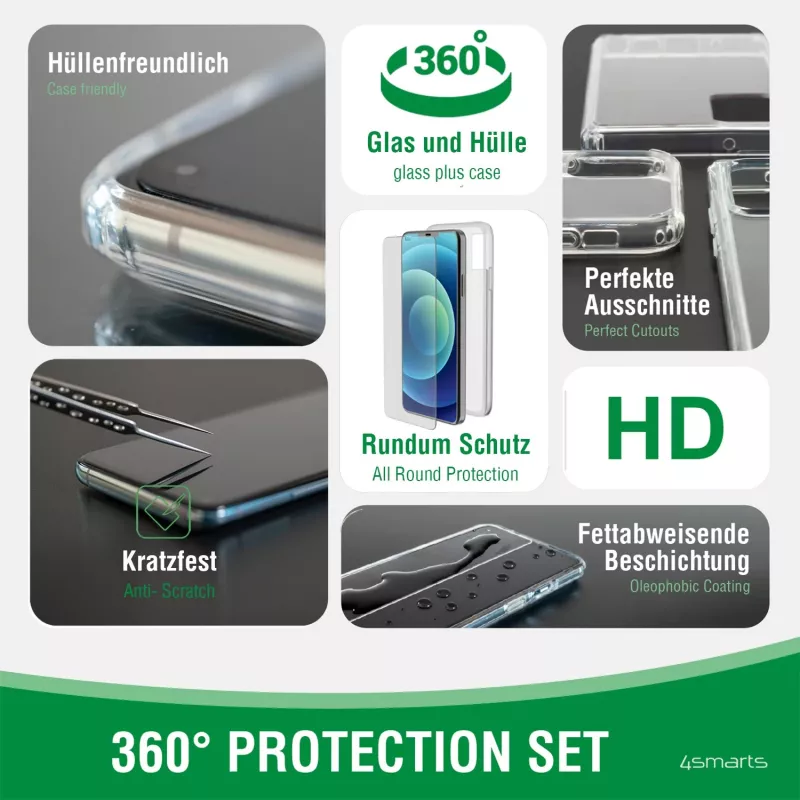 Custodia per cellulare 4smarts 360° Starter Set trasparente 11,9 cm (4,7