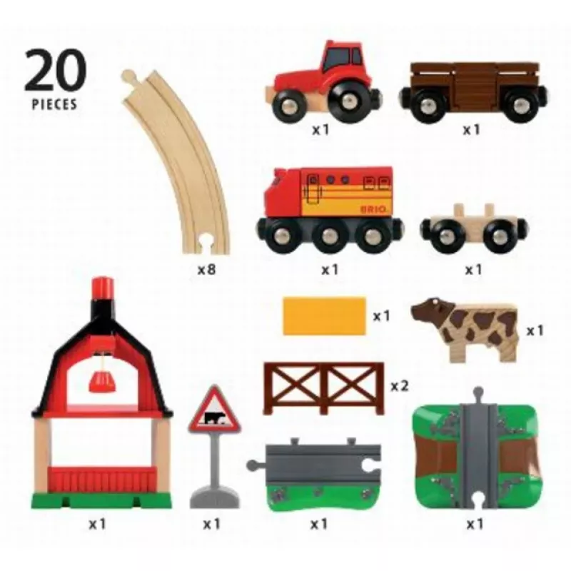 BRIO 33719 set treno fattoria, 20 pezzi