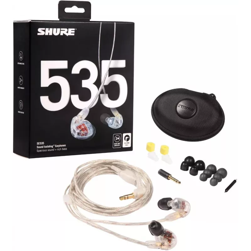 Shure SE535 cuffie con filo in-ear palco/studio trasparente