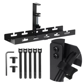 Organizzatore cavi sottotavolo MACLEAN MC-105 B, acciaio, regolabile, adatto per spessori tavolo da 0,5–50 mm, carico max 5 kg, nero