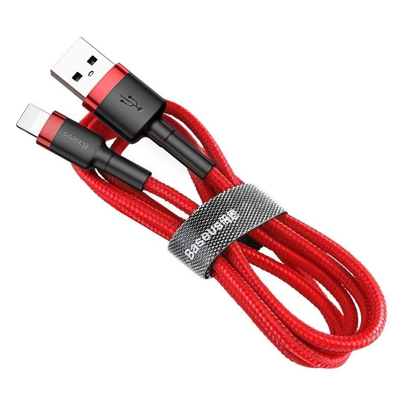 Cavo USB Lightning Baseus Cafule 2,4A 1m (nero + rosso)