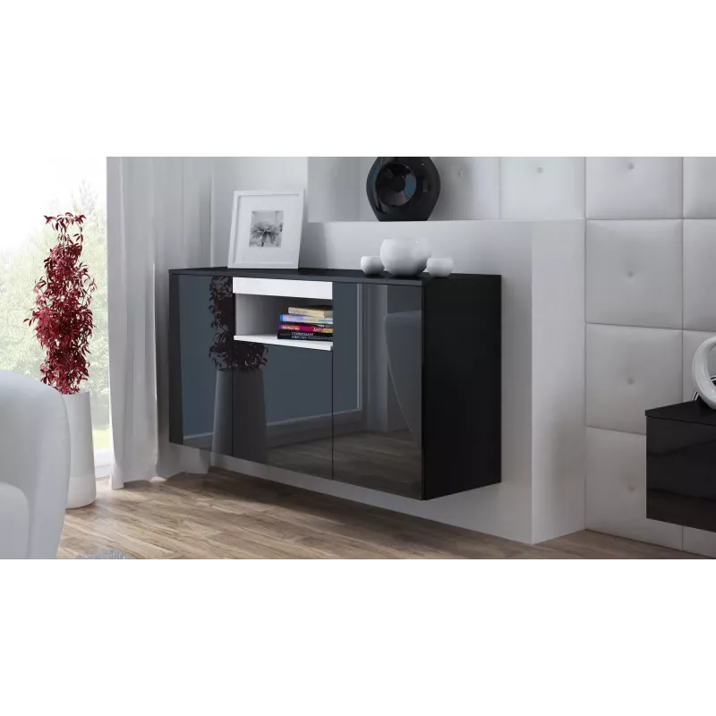 Cama Sideboard VIVA 150 nero/nero lucido + bianco