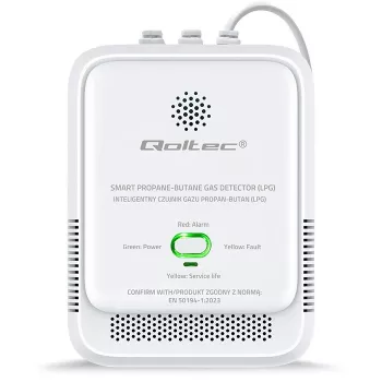 Rilevatore di fughe di gas QOLTEC 52652 — rilevatore propano/butano (GPL), allarme 85 dB, indicatore LED