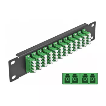 Patch panel fibra ottica DeLOCK 10 pollici 12 porte LC quad verde 1U nero