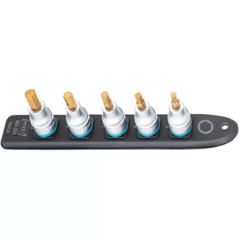 Set di chiavi a bussola esagonali Hazet 986K-SR/5, 5 pezzi, misure 5–10 mm