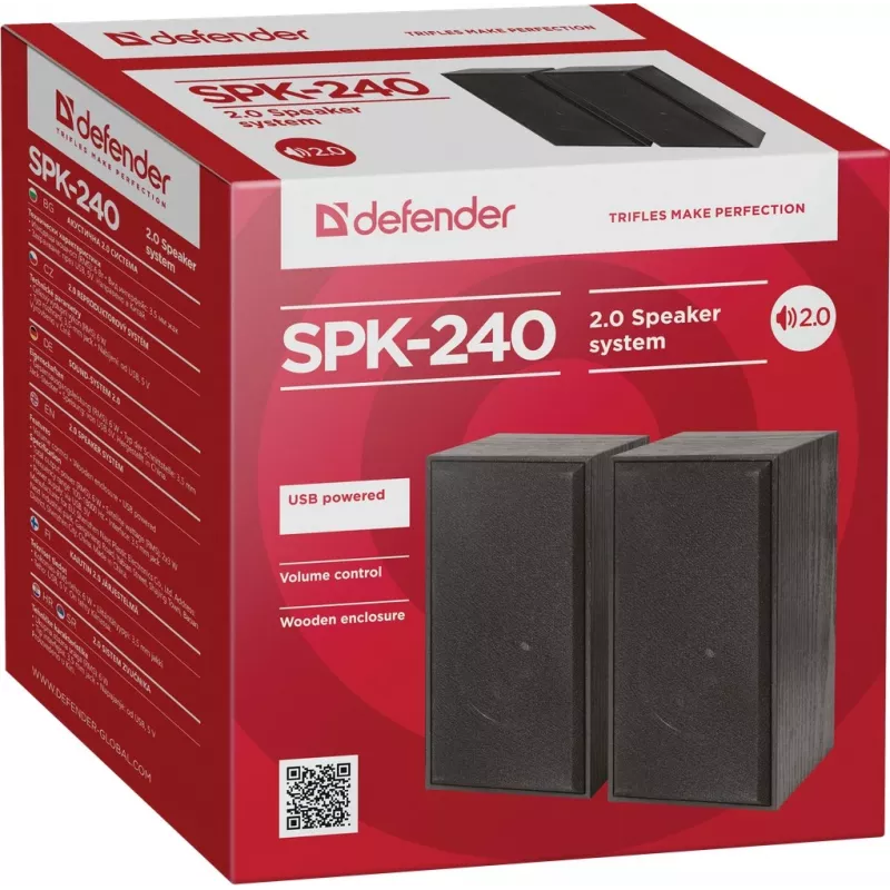 Diffusori da scrivania DEFENDER SPK-240 con filo, 2.0, 6 W RMS, alimentazione USB, 3,5 mm, nero