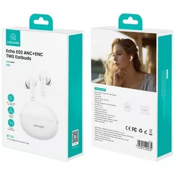 Cuffie Bluetooth Usams TWS E02 ANC+ENC bianche
