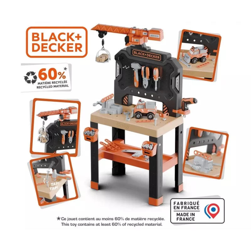 Giocattolo officina per bambini SMOBY Bricolo Builder 7600360741 – Set di attrezzi da costruzione per giochi di ruolo