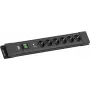 Ciabatta Bachmann CONNECTUS con 6×CEE 7/3, 1×SPD-Plus protezione sovratensione, 1×interruttore, cavo 2,0 m, nero