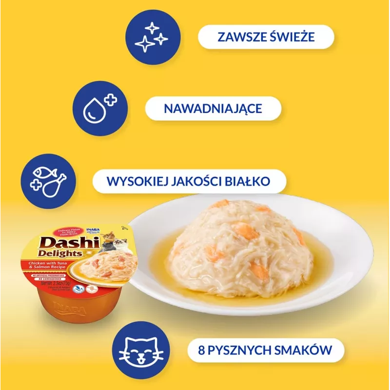 INABA Dashi Delights brodo pollo tonno salmone - snack per gatti - 70 g