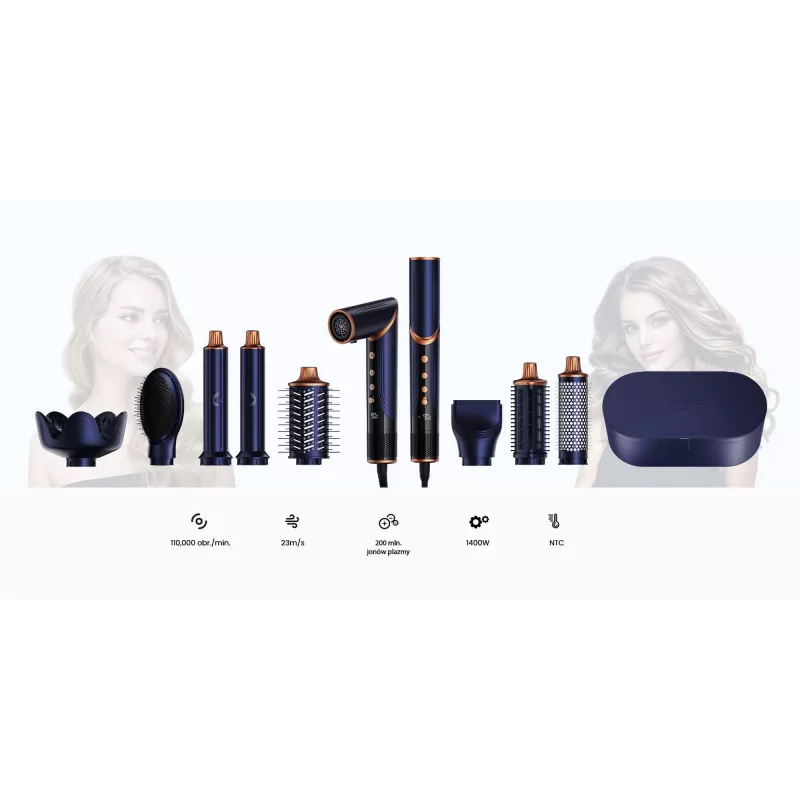 Multistyler asciugacapelli e arricciacapelli Lovio LVHS001BL con funzione styling ad aria calda combinata