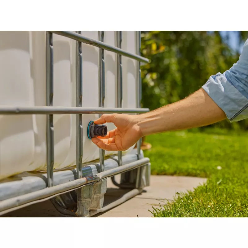 Connettore per serbatoio Push IN, G 1 e G 3/4 (nero, per spessori di parete da 2-10 mm)