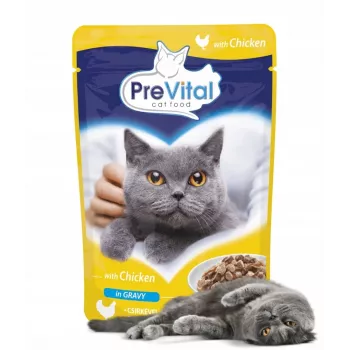Cibo umido per gatti PREVITAL pollo in gelatina – bustina 100 g, gatti adulti, proteine 9%, grassi 5%, umidità 82%