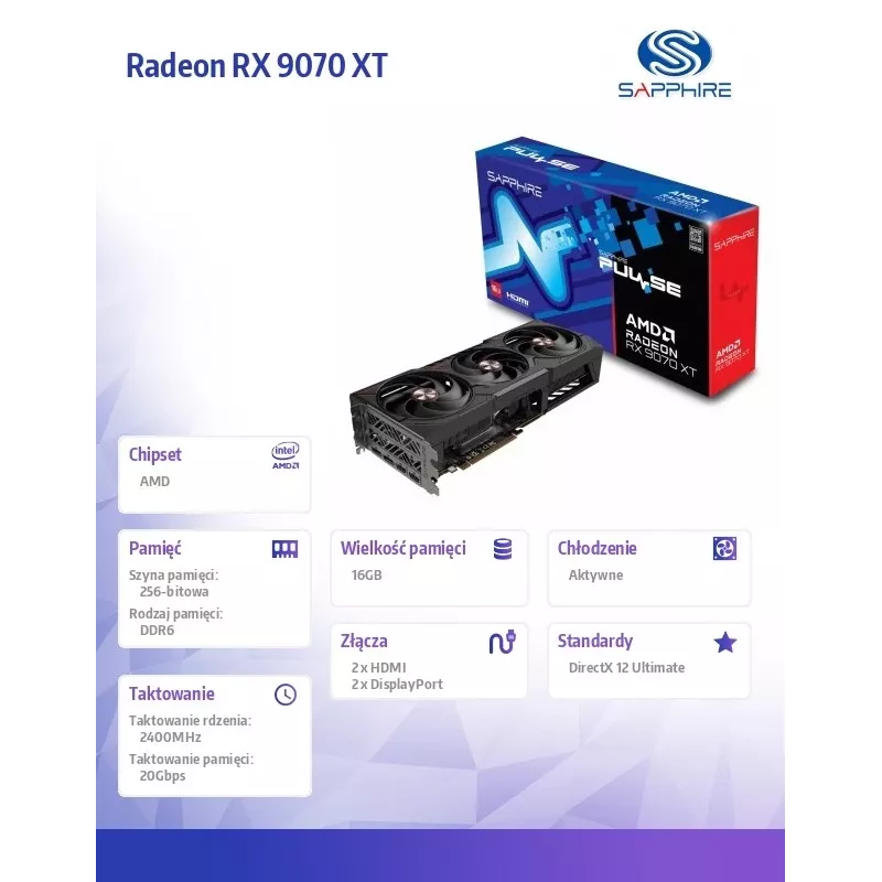 Scheda grafica SAPPHIRE PULSE Radeon RX 9070 XT 16GB GDDR6