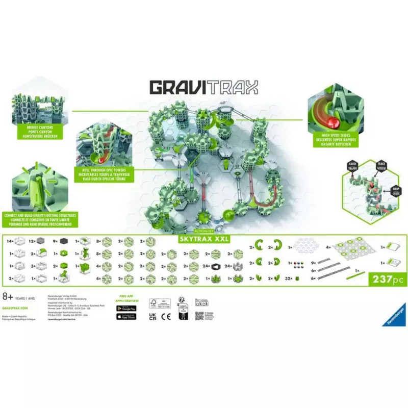 Set d'azione pista di biglie Ravensburger GraviTrax Action Set XXL Skytrax, espansione percorso