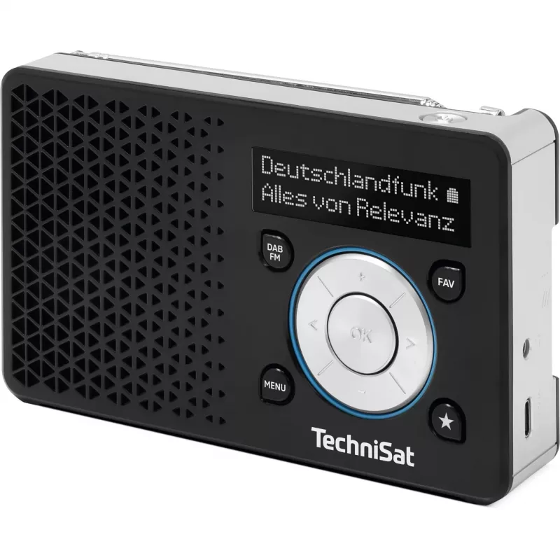 TechniSat DigitRadio 1 A 0100/4997 radio digitale, DAB+/FM, RDS, 40 stazioni preimpostate, funzione di allarme ASA, nero/argento
