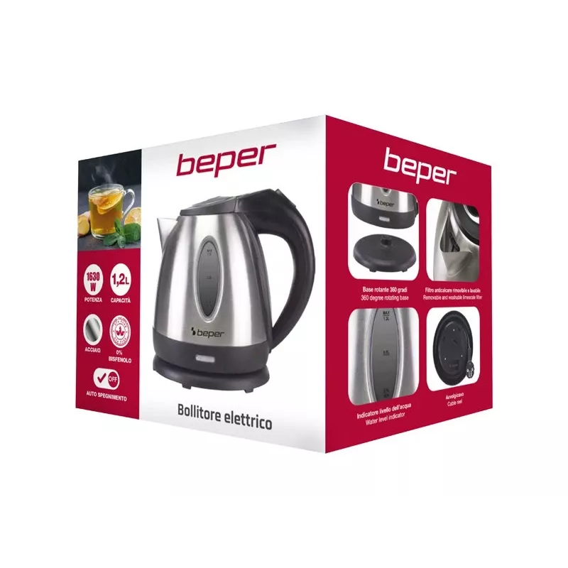 Bollitore Beper P101BOL001 1,7L 2200W nero
