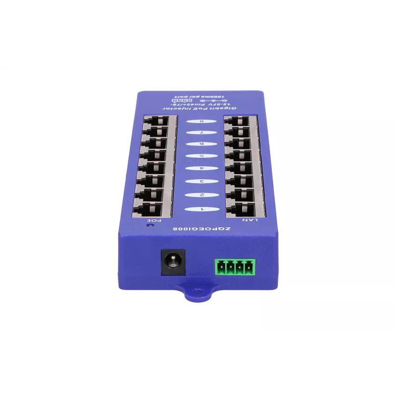Iniettore PoE Extralink Gigabit 8 porte 1000 Mb/s RJ45 modalità B