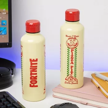Borraccia sportiva Paladone Fortnite Metal PP14736FO 500 ml, finitura metallica, tappo a vite