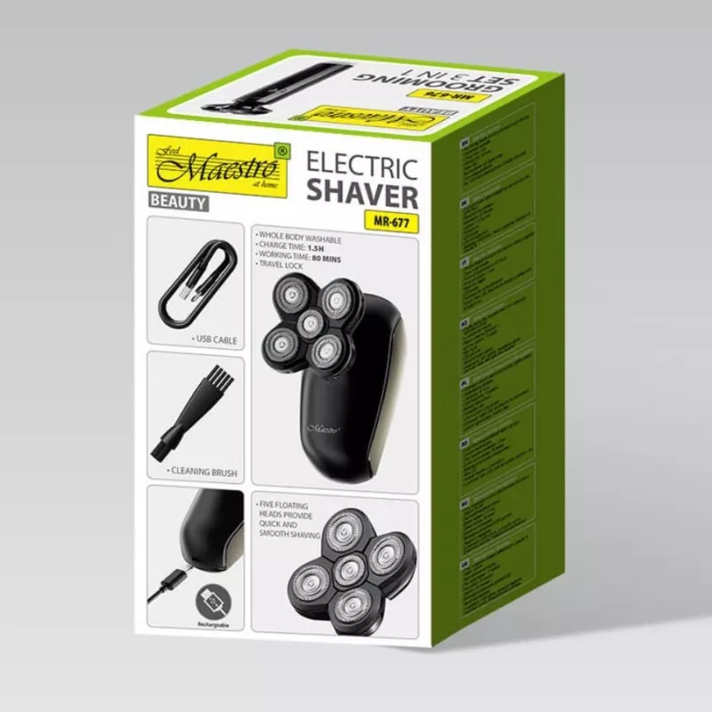 Rasoio elettrico Maestro MR-677 USB ricaricabile, corpo impermeabile