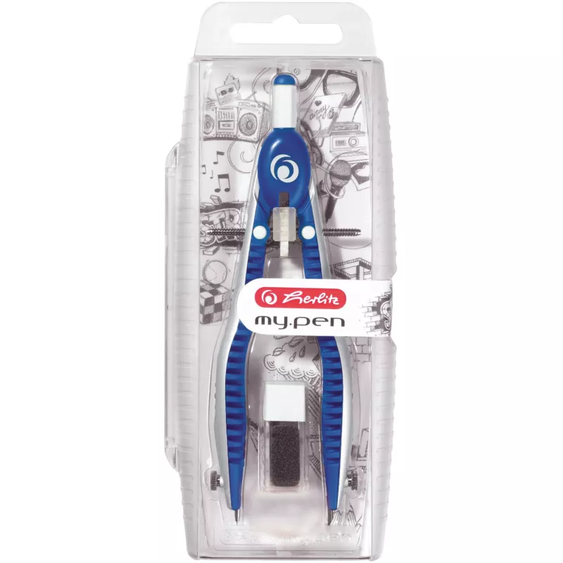 Herlitz my.pen compasso a regolazione rapida, blu/bianco
