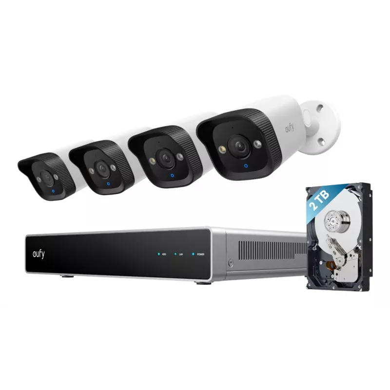 NVR registratore di sicurezza Eufy E40 — ingresso 4K a 8 canali, HDD 2 TB (espandibile a 16 TB), nero/grigio/bianco