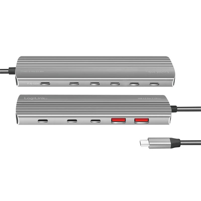 LogiLink hub USB 3.2 Gen2 4+1 porte 2x USB-A 2x USB-C PD 100W alluminio