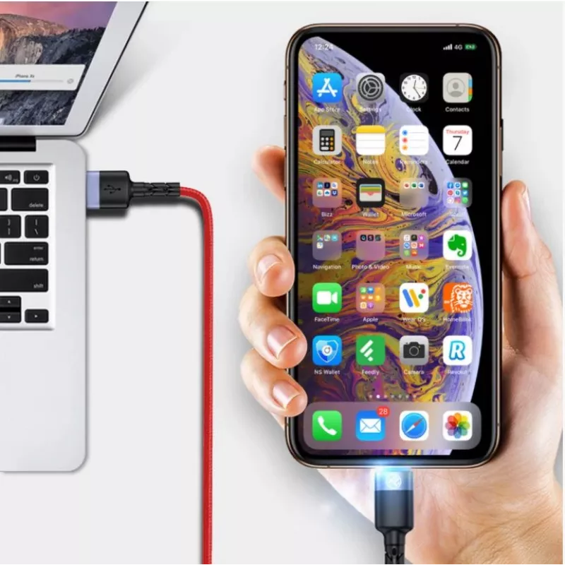 Cavo dati USB a Lightning Tellur, 3A, 1,2 m, indicatore LED, rosso