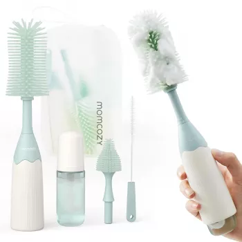 Momcozy PUSH-PRESS Design set spazzole per biberon verde