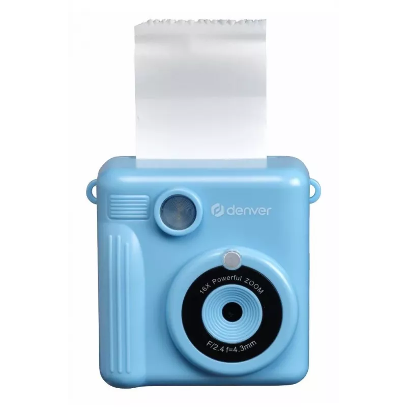 Denver KPC-1363BU Fotocamera istantanea per bambini Dino con stampante termica, 20 MP, blu