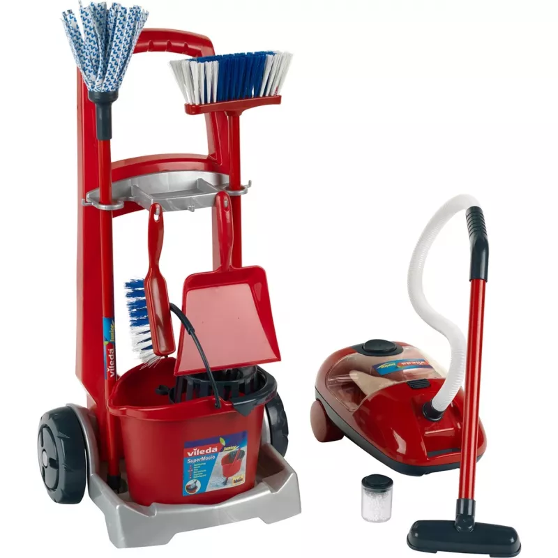 Carrello per le pulizie Theo Klein Vileda 6742 con aspirapolvere