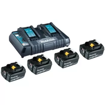 Makita - caricabatterie + batteria 4 x - Li-Ion - 5 Ah - 90 Wh - ricarica 2 batterie - per Makita DEADML801, DEADML810, DHP482, DJN161, DJS101, DSS501, DTD171, DUC254, DVR450, M