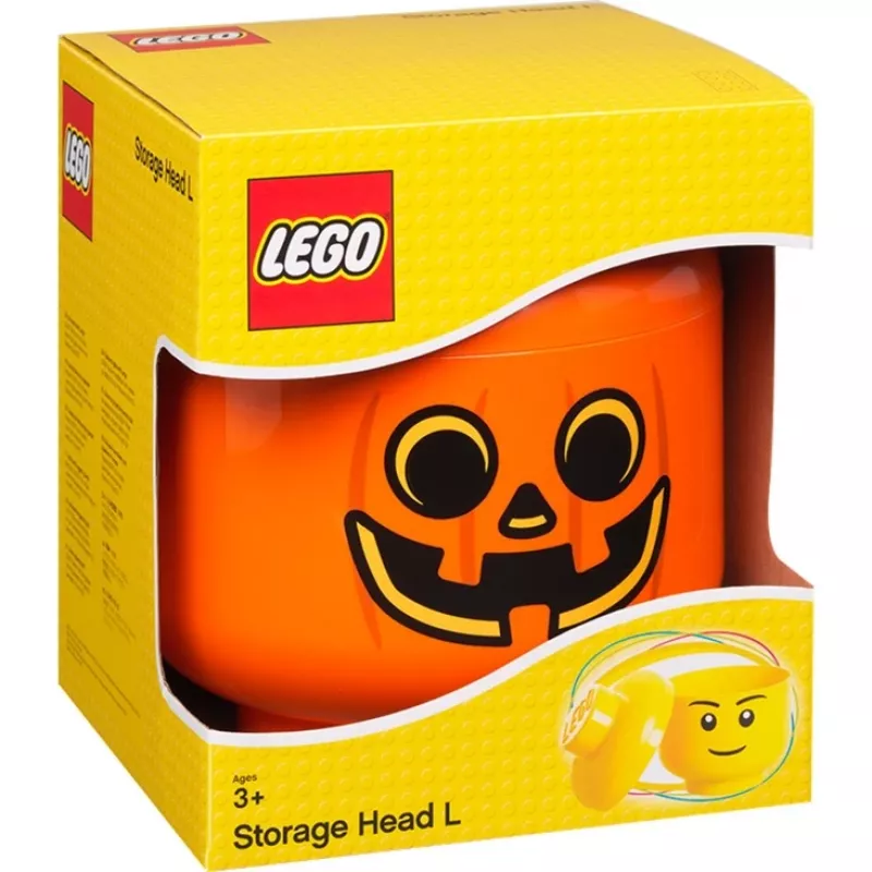 Scatola contenitore Room Copenhagen LEGO Storage Head Pumpkin grande arancione/nero
