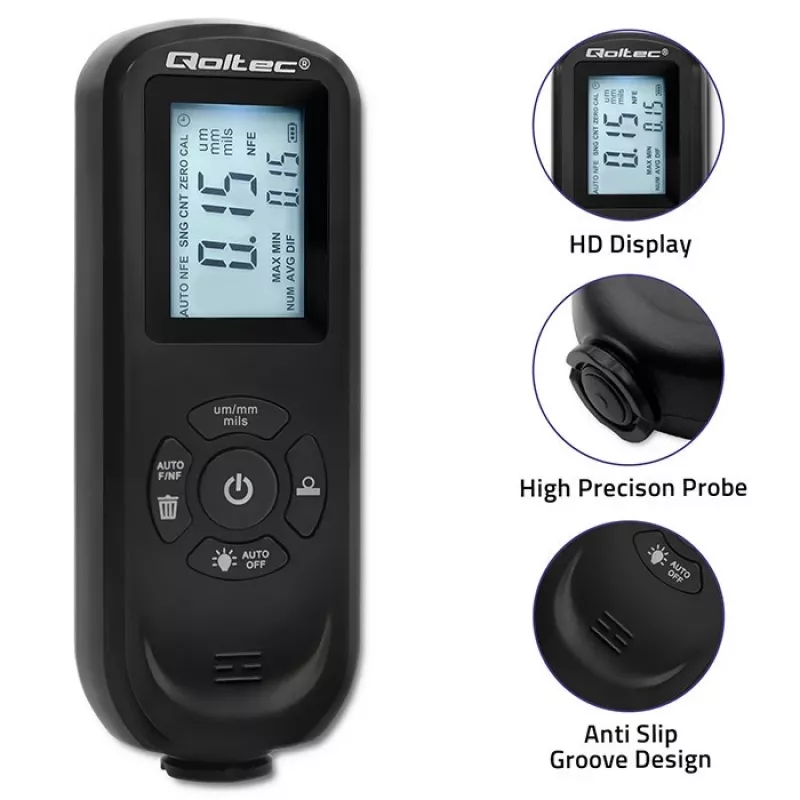 Misuratore di spessore di rivestimento QOLTEC 50646 LCD 0–2000 µm