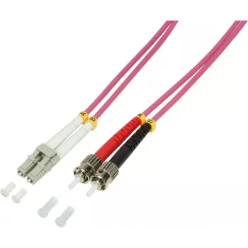 Logilink - cavo patch - LC multimodale (M) su ST multimodale (M) - 5 m - fibra ottica - 50/125 micrometri - OM4 - senza alogeni - viola erica (FP4LT05)