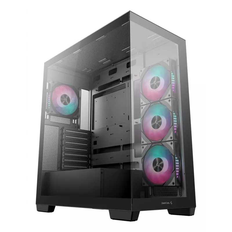 Case per PC DeepCool CG580 4F Midi Tower — ATX/ITX/MicroATX, vetro temperato, 3×120mm+1×120mm ventole, 2×3,5 pollici & 2×2,5 pollici, USB-A×2 USB-C×1, nero