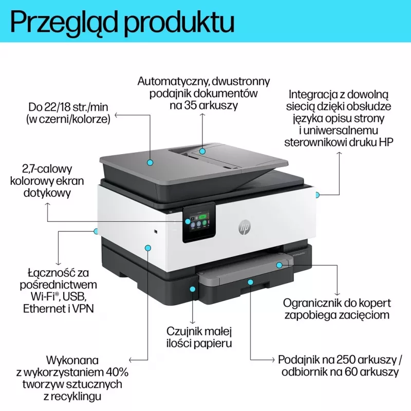 HP OfficeJet Pro 9120b stampante all-in-one a colori wireless, stampa fronte-retro; copiatore, scanner