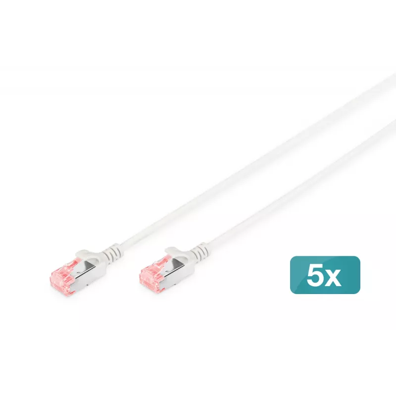 Digitus DK-1624-100S-5 Cavo patch Slim CAT 6 U/FTP, 10 m, grigio, confezione da 5