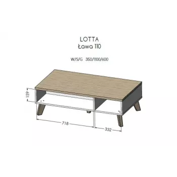 Cama LOTTA 110 Tavolino rovere Wotan/nero opaco