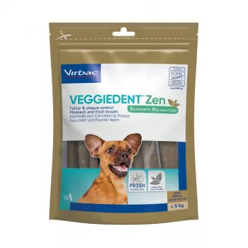 Stick per l'igiene dentale del cane VIRBAC VEGGIEDENT ZEN XS x15 per cani di piccola taglia, confezione da 15 stick