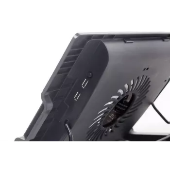 Base di raffreddamento per laptop Gembird NBS-1F17T-01, per schermi fino a 17 pollici, 1 ventola da 15 cm, USB 2.0, 370×265×33 mm, 350 mA, nero